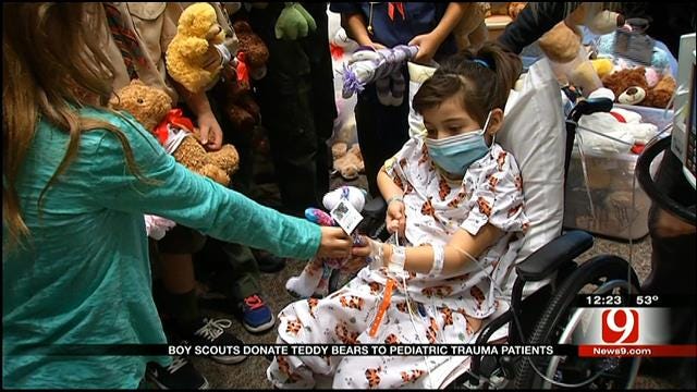 Scouts Donate Teddy Bears To Hospitalized Kids In OKC