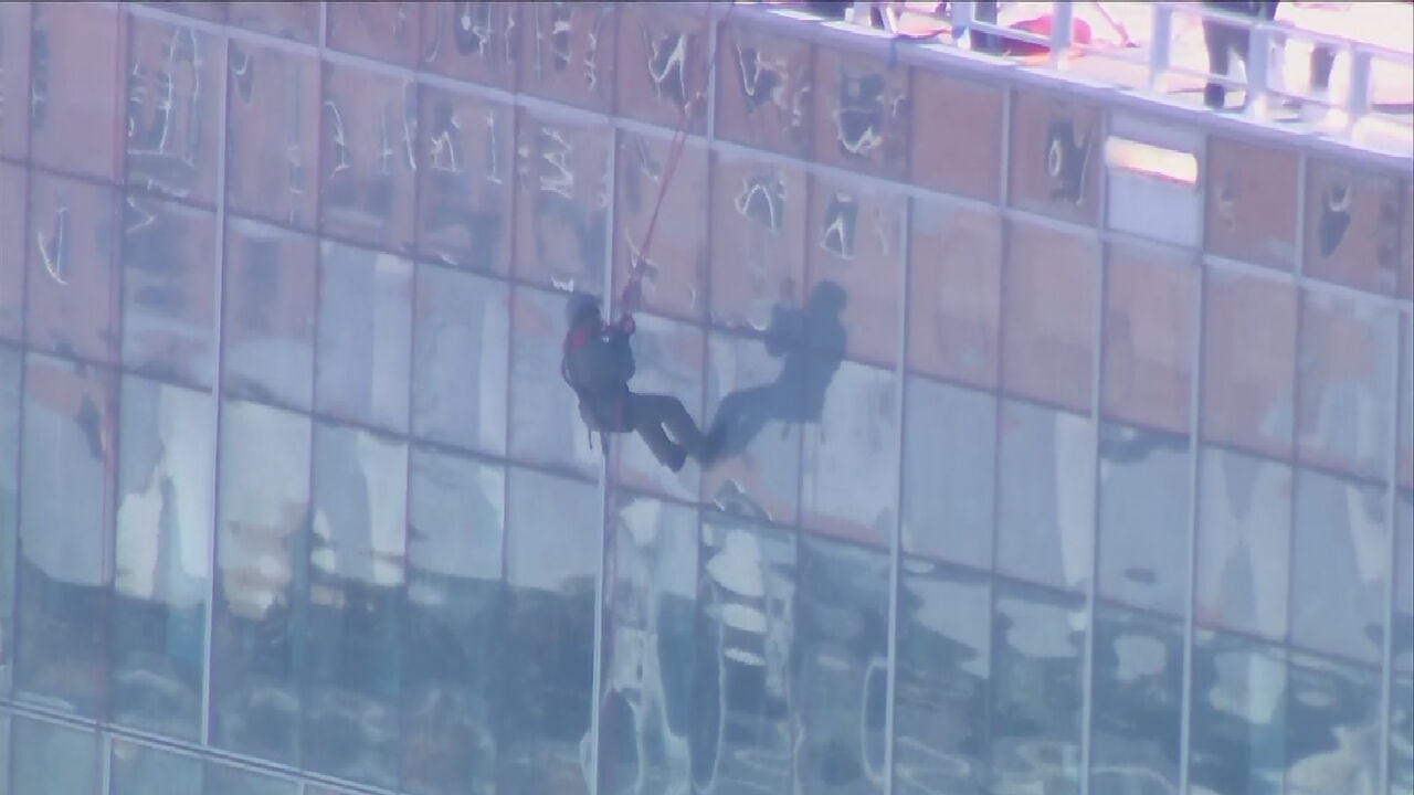 WATCH: Tulsa First Responders Rappel Down City Hall For Special Olympics