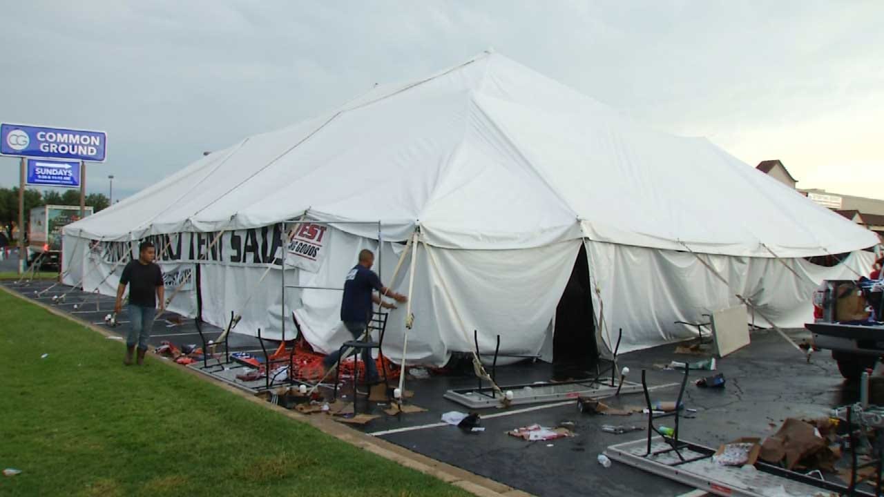 Storm, Looters Hit Tulsa Sporting Good Store Tent Sale