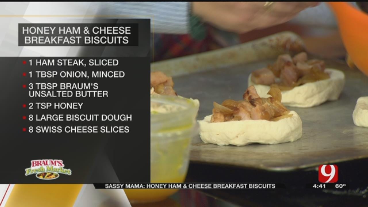 Hot Honey Ham and Cheese Breakfast Biscuits