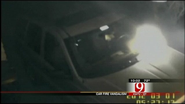 Surveillance Cameras Record Arsonist Torching Cars At Norman Home