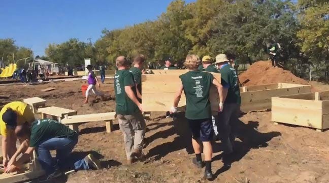 WEB EXTRA: Volunteers Build Playground At Wesley Chapel