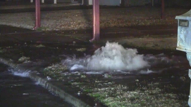 WEB EXTRA: Video Of Water Main Break On 129th East Avenue in Tulsa