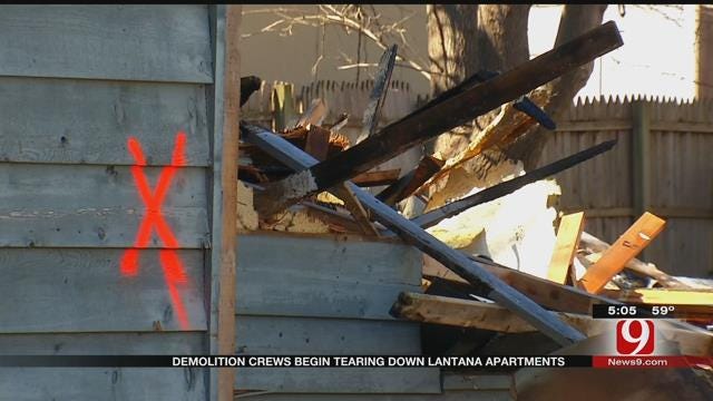 Crews Begin To Demolish Lantana Apartments In OKC