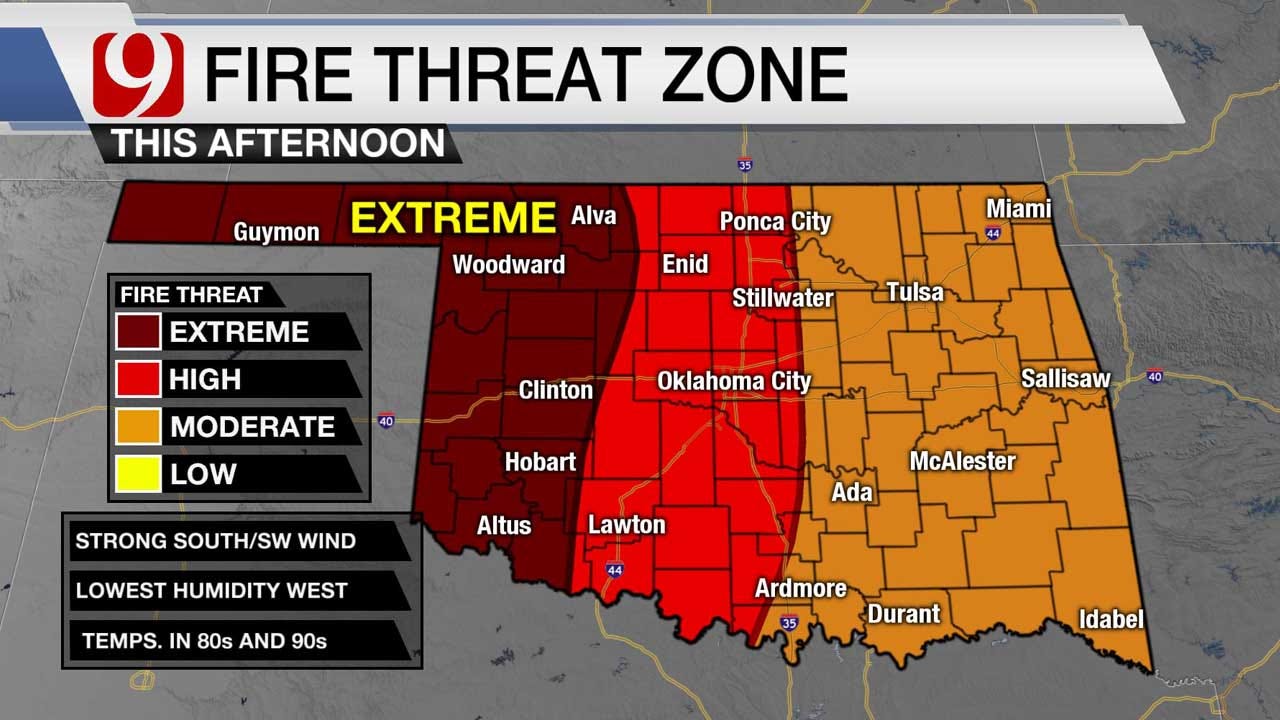 Western Oklahoma Under High Fire Danger, Red Flag Warning Issued
