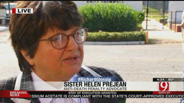 News 9's Kelly Ogle Speaks With Sister Helen Prejean About Glossip Stay