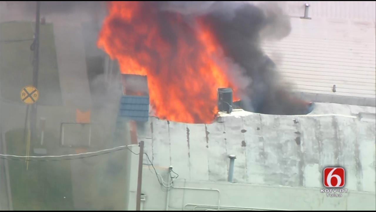 Osage SkyNews 6 HD Flies Over Tulsa Building Fire