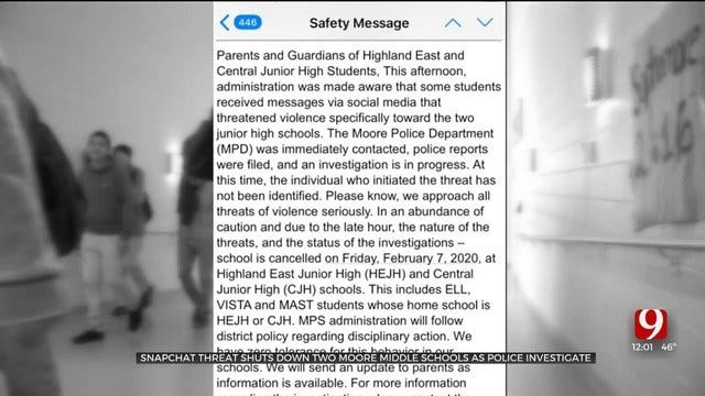 Police: Social Media Threats That Closed 2 Moore Middle Schools Friday Determined Not Credible