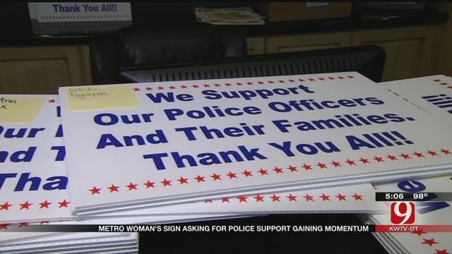 Edmond Woman Receives Overwhelming Response To Signs Supporting Police