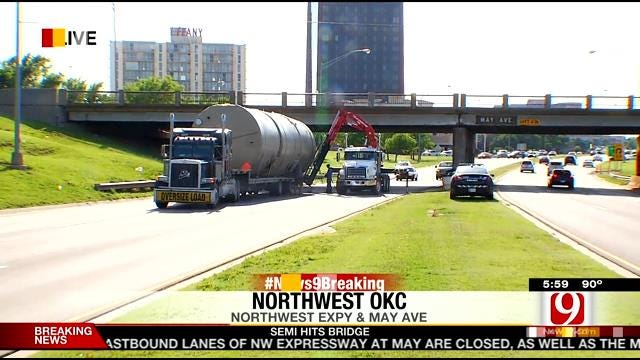 Eastbound Lanes Of NW Expressway Closed Due To Semi Accident