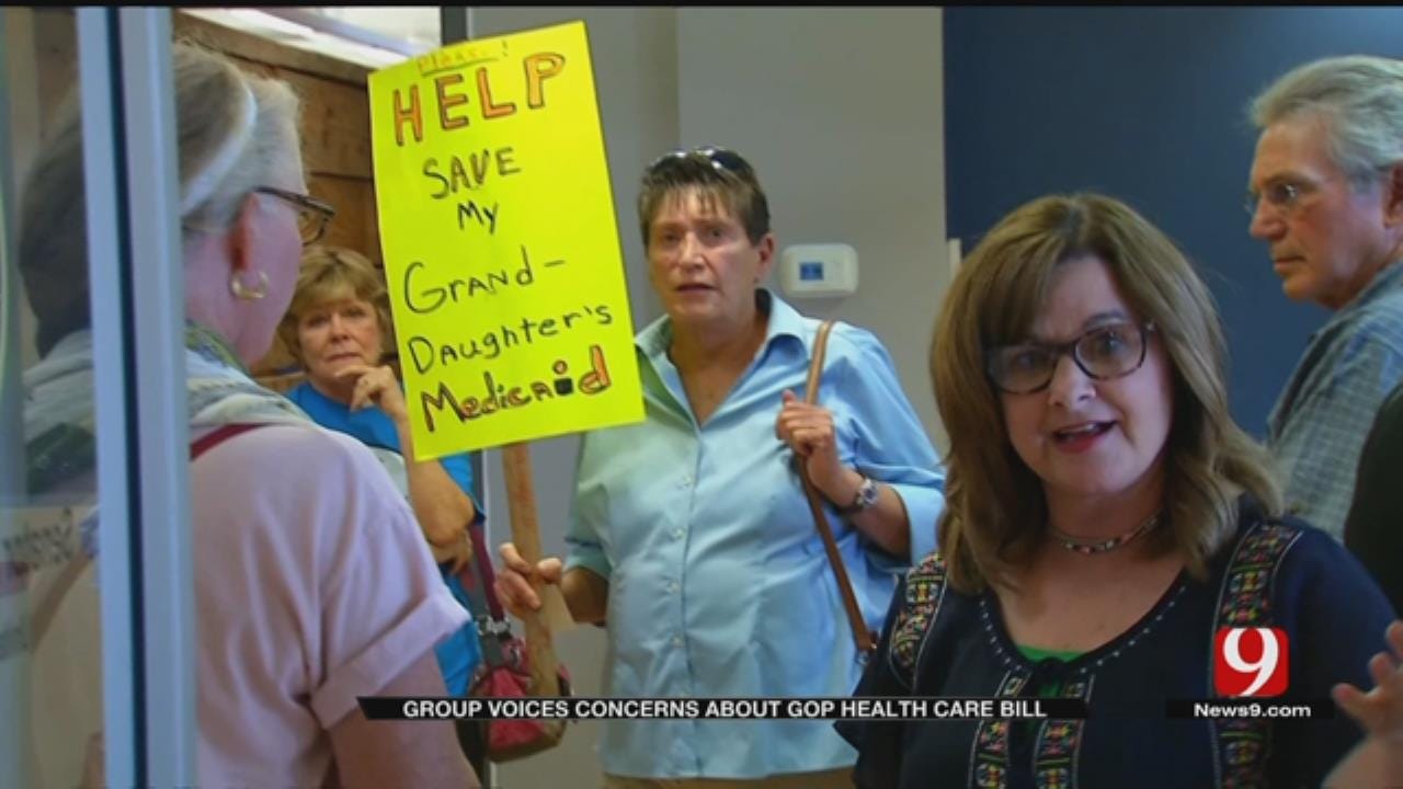 Demonstrators Question Healthcare Bill At Sen. Lankford's Office