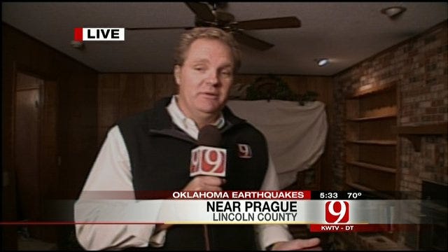 Kelly Ogle Talks To Earthquake Victims On The Scene Near Prague