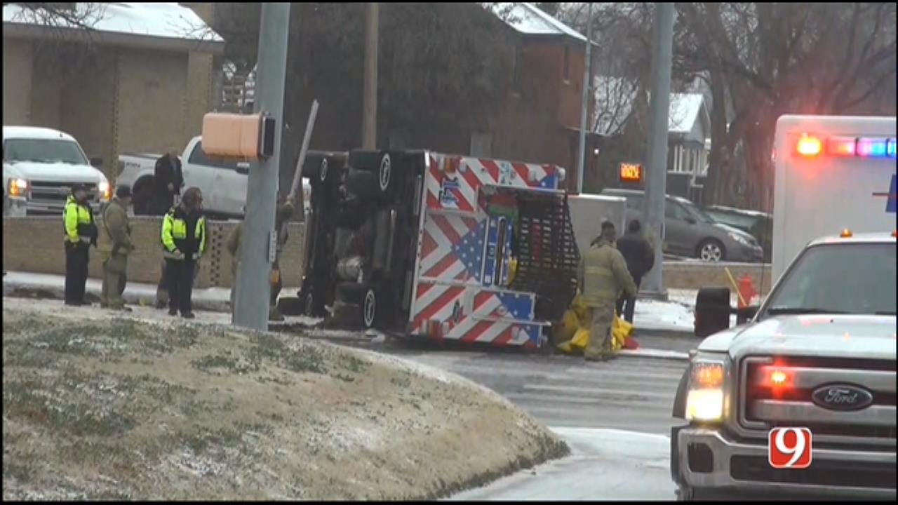 WEB EXTRA: Fire Truck Overturns Outside Of Fire Station