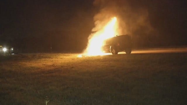 Repo Driver Unhooks Burning SUV In Tulsa