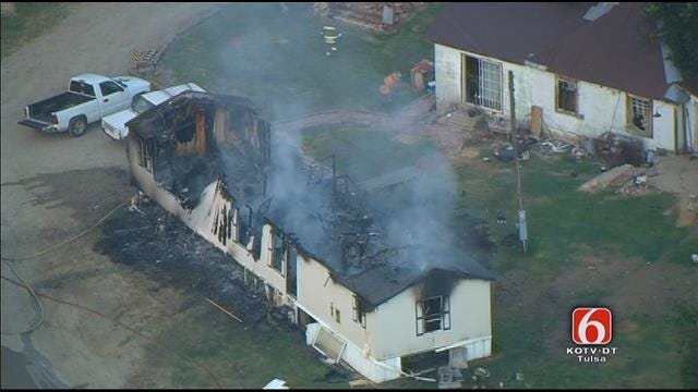 WEB EXTRA: Osage SkyNews HD Flies Over Glenpool Mobile Home Fire