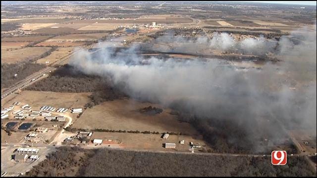 Crews Respond To Grass Fire At I-40 Near McLoud Road