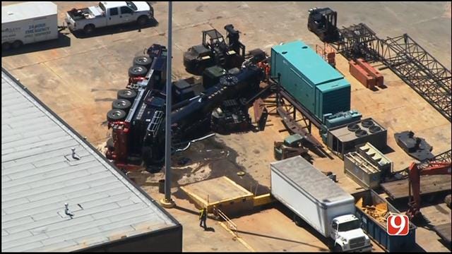 WEB EXTRA: SkyNews 9 Flies Over Crane Collapse In West OKC