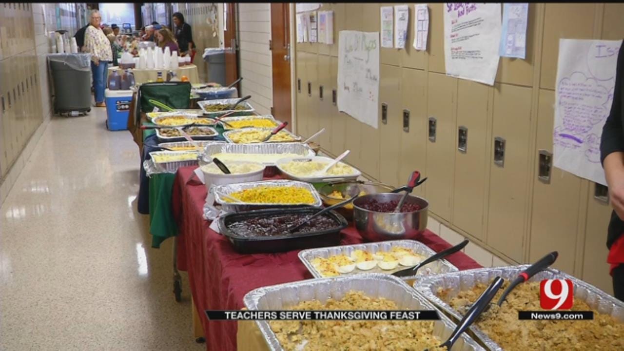 Teachers Cook Thanksgiving Dinner For Students At Western Oaks Middle School