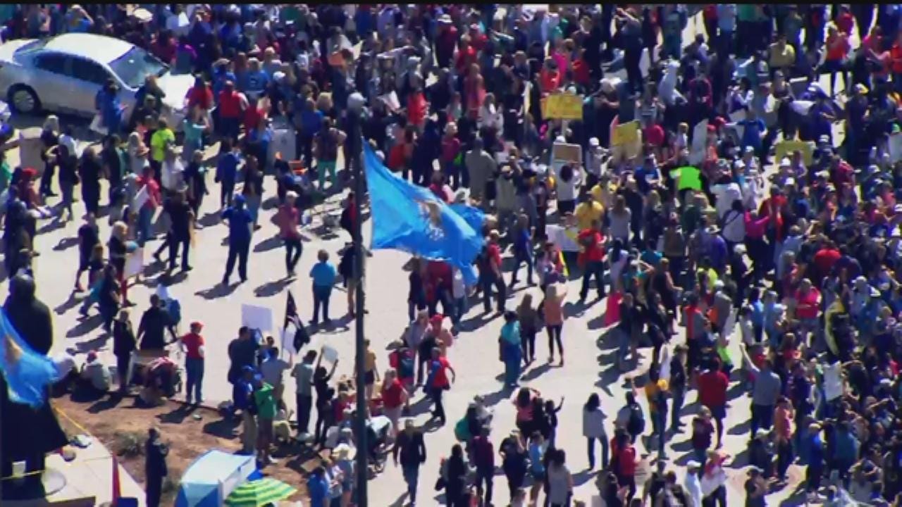 WEB EXTRA: SkyNews 9 Flies Over Tulsa Teachers March To Capitol