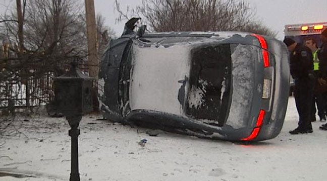 WEB EXTRA: Scene Of Single Car Rollover At 85th And Mingo