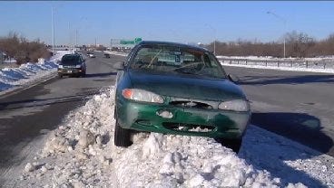 WEB EXTRA: Video Of Car On Top Of A Tulsa Snow Bank