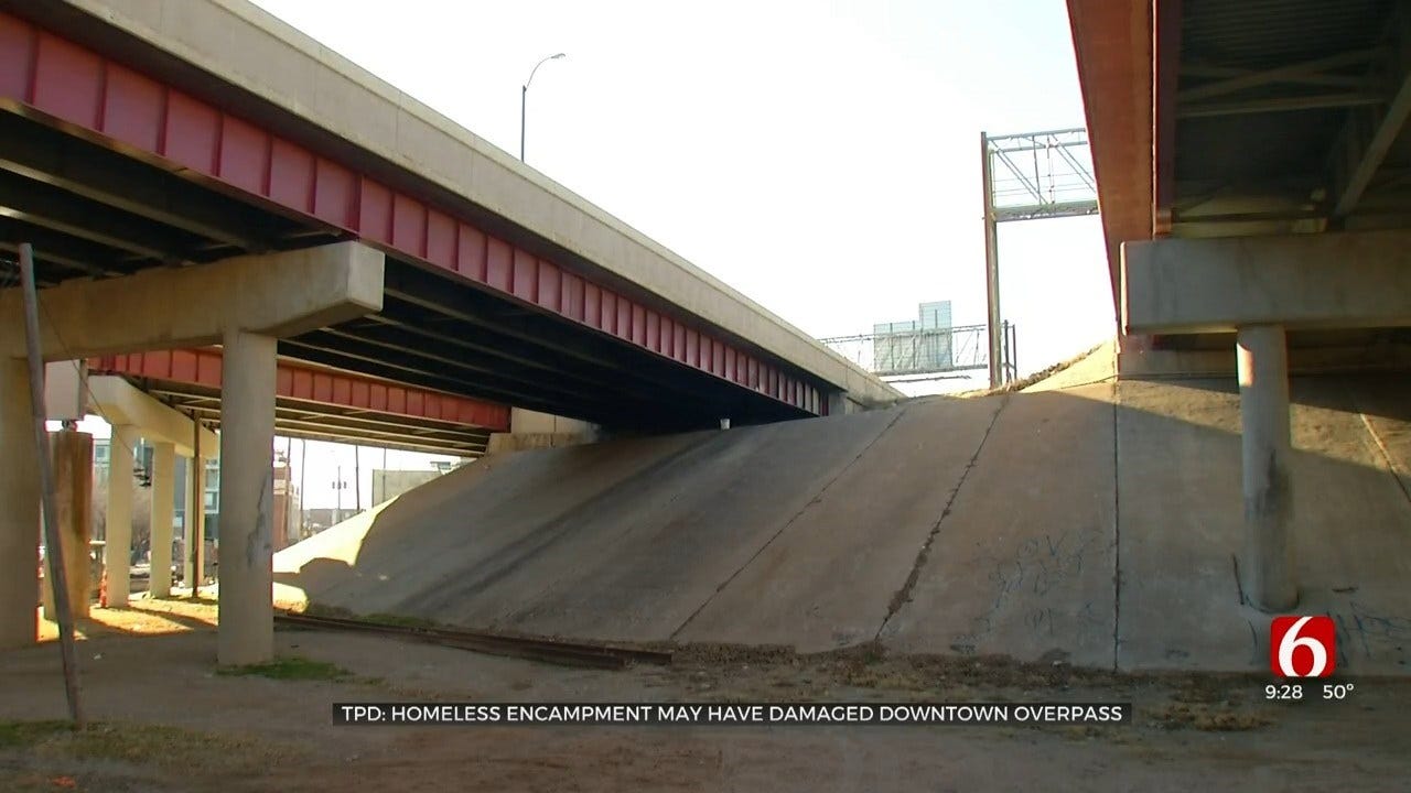Homeless Encampment May Have Damaged Downtown Tulsa Overpass