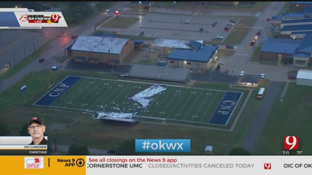 Overnight Storm Blows Roof Off Choctaw Middle School