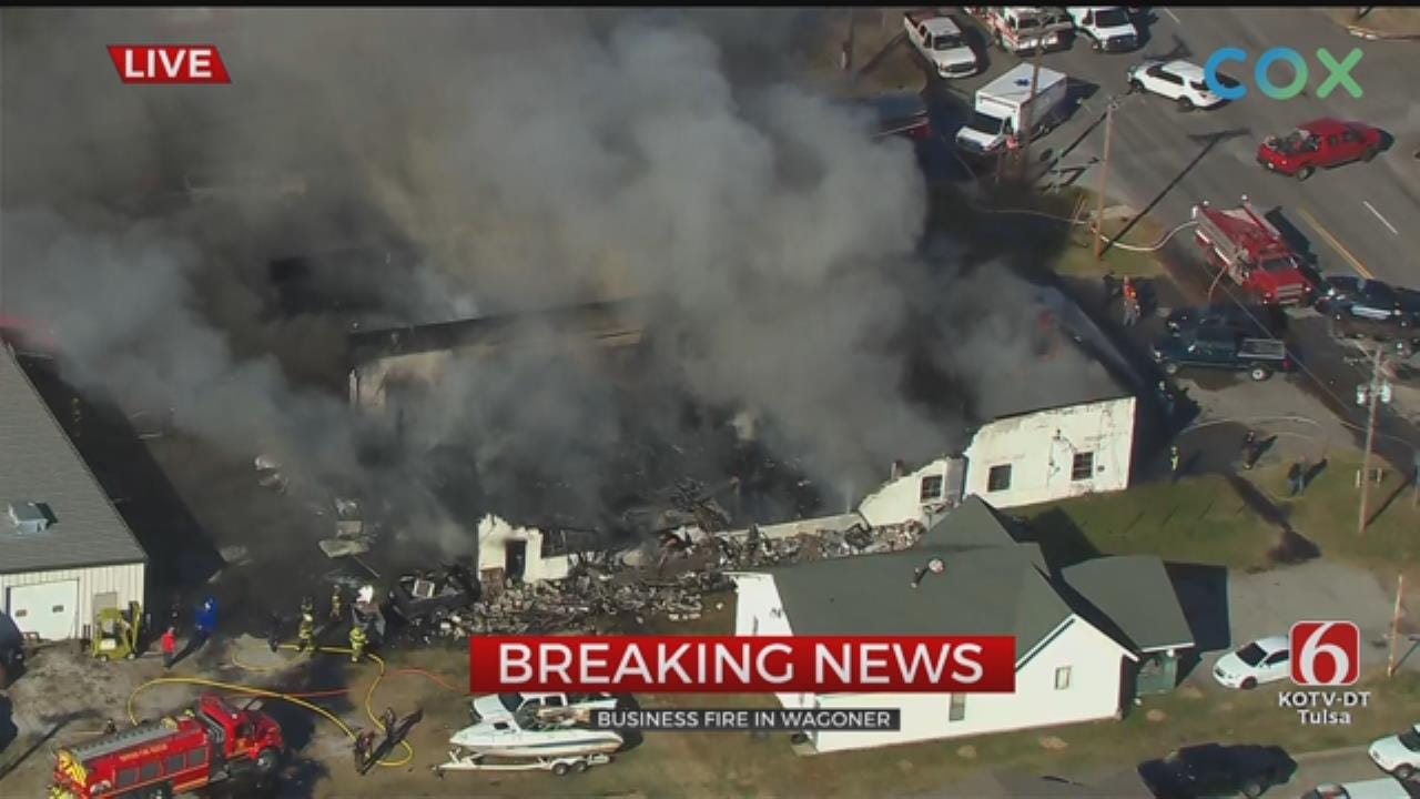 WATCH: Fire Badly Damages D&J's Auto Clinic In Wagoner