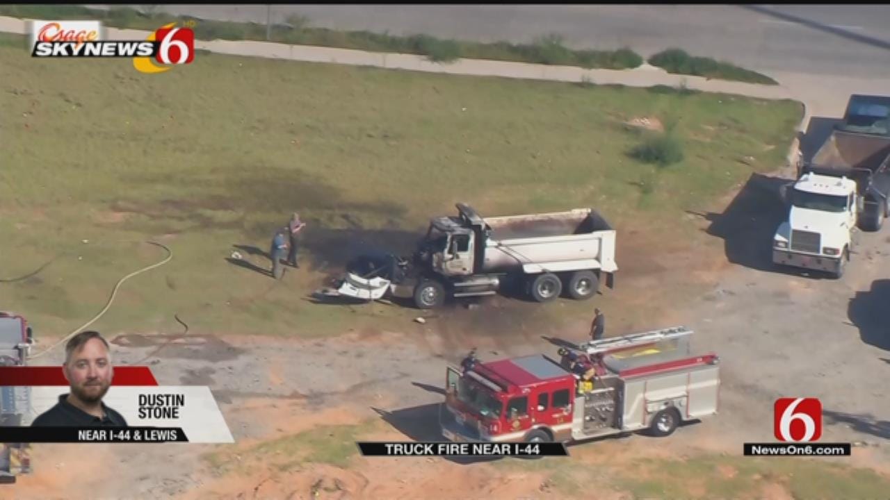 Truck Catches Fire Near Tulsa Highway