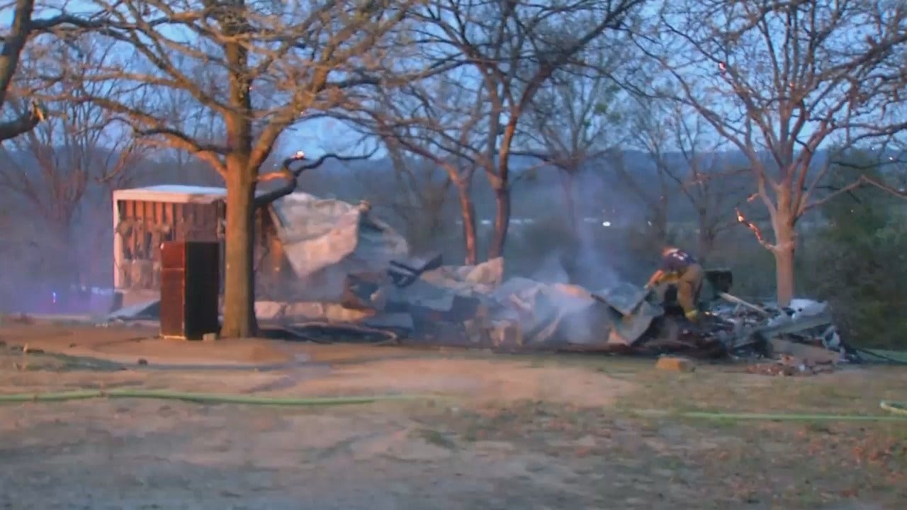 WEB EXTRA: Video From Scene Of Sapulpa Mobile Home Fire
