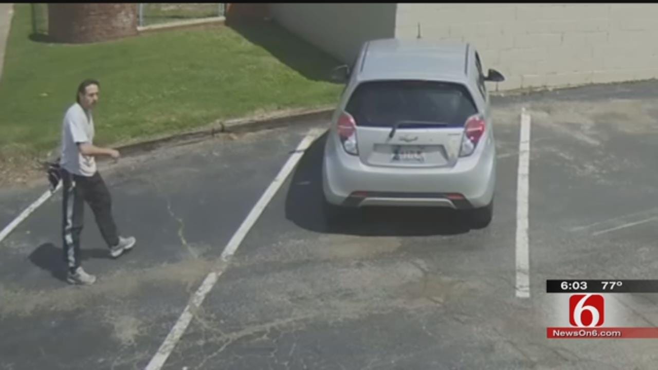 Surveillance Footage Shows Car Being Stolen In Tulsa