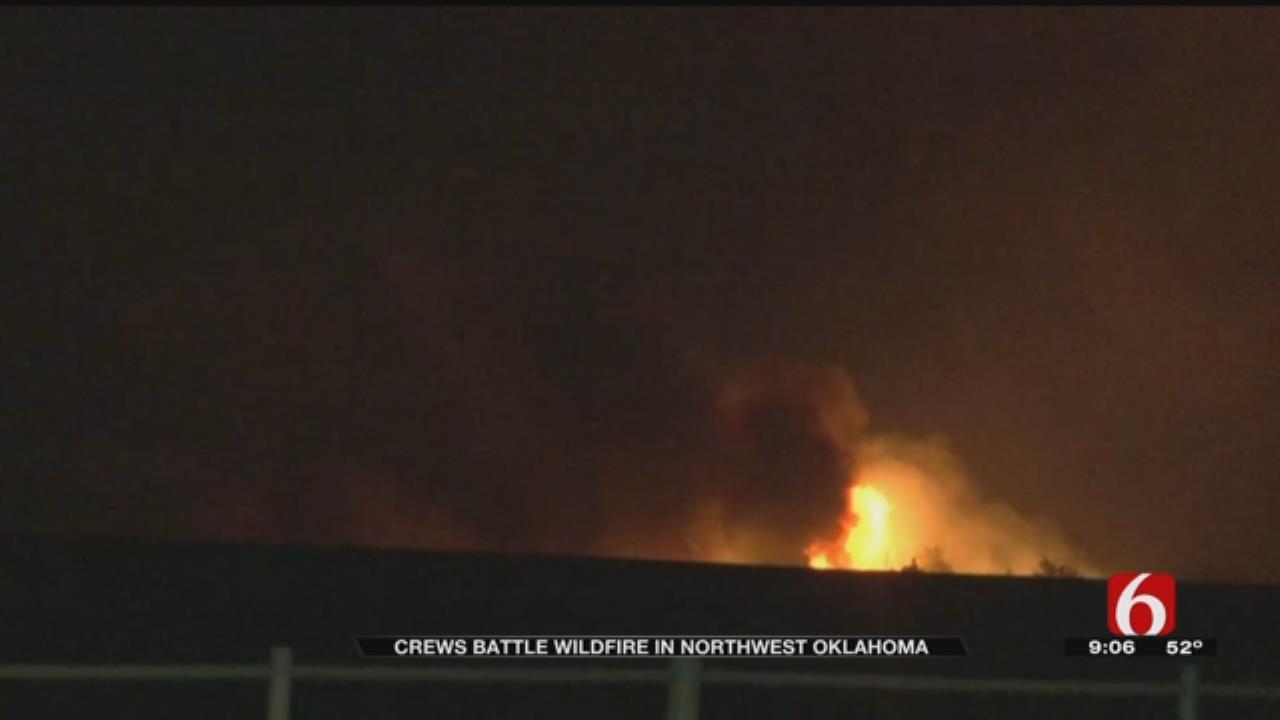 Crews Battle Grass Fire NE Of Freedom, OK