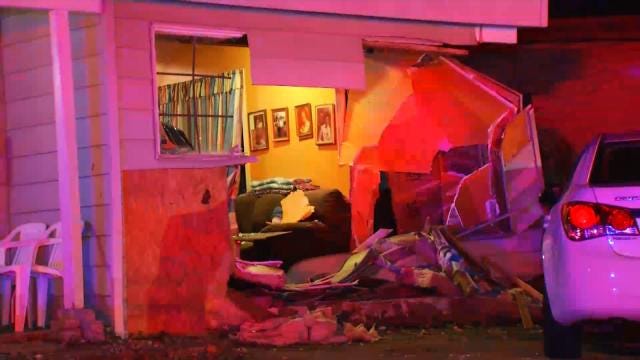WEB EXTRA: Video From Scene Of Tulsa Home Hit By Vehicle