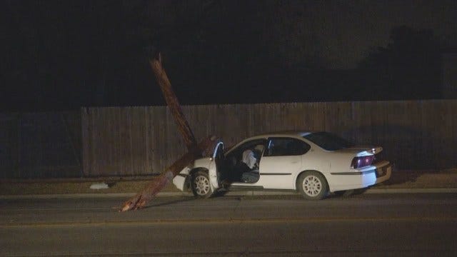 WEB EXTRA: Teenage Driver Takes Out Tulsa Light Pole