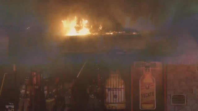 WEB EXTRA: Fire At Tulsa Strip Mall Bar