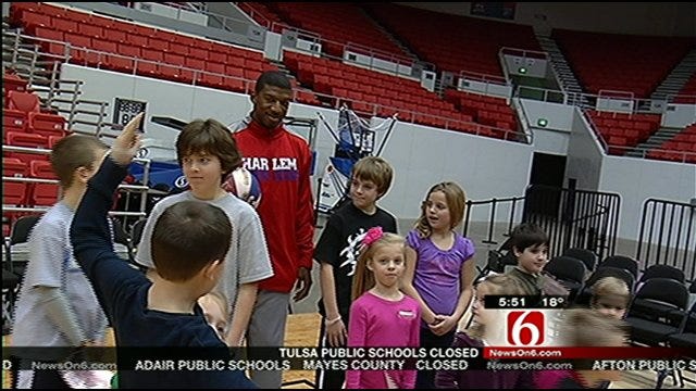 Harlem Globetrotters Show Off Their Tricks To Some Tulsa Kids