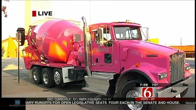 Tulsa Firm Honors Breast Cancer Survivors With Pink Cement Truck