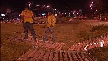 WEB EXTRA: Video From Construction Work On I-44 At Peoria Overnight