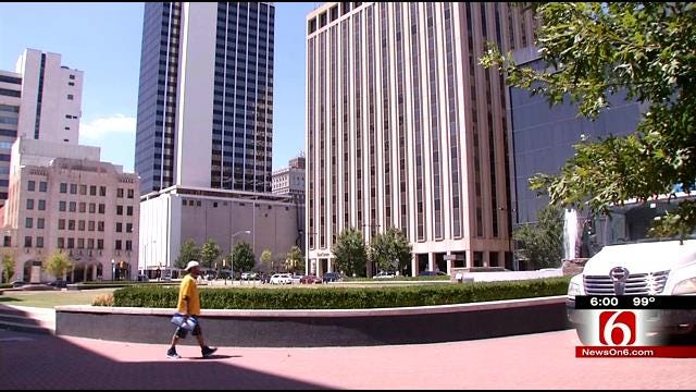 Homeless Seeking Shade, Water At Downtown Tulsa Park