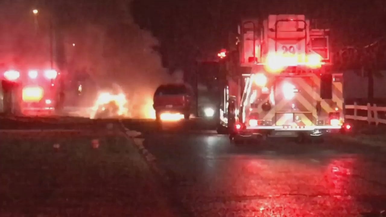 WEB EXTRA: Video Of Tulsa SUV Fire