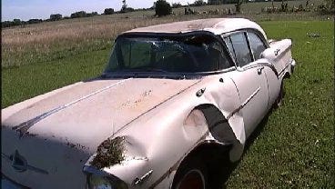 WEB EXTRA: Video Of Classic Oldsmobile Damaged At Haskell Airport