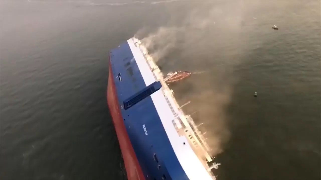 Ship Overturns Near Georgia Port; 4 Crew Members Missing