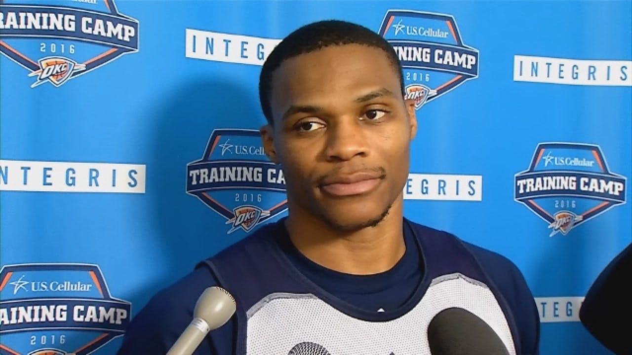 Westbrook Responds To Durant's 'Selfless' Comments At Shootaround