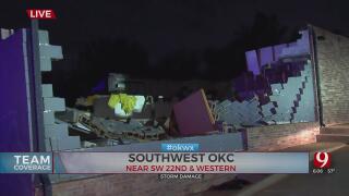 Powerlines Down, Walls Blown Over By Storms In SW OKC
