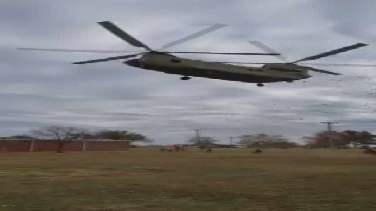 Raw Video: Chinook Landing At Norman Veterans Day Event Injures 1