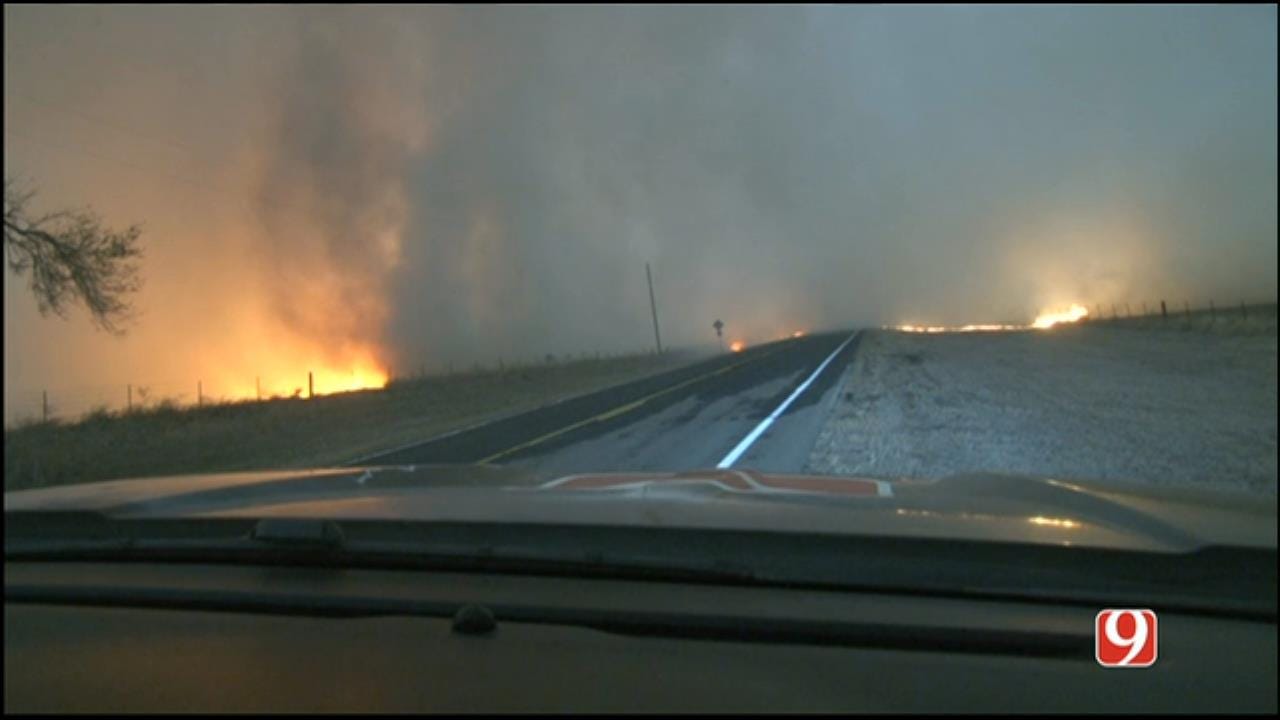 WEB EXTRA: StormTracker Marty Logan Follows Wildfires In NW OK
