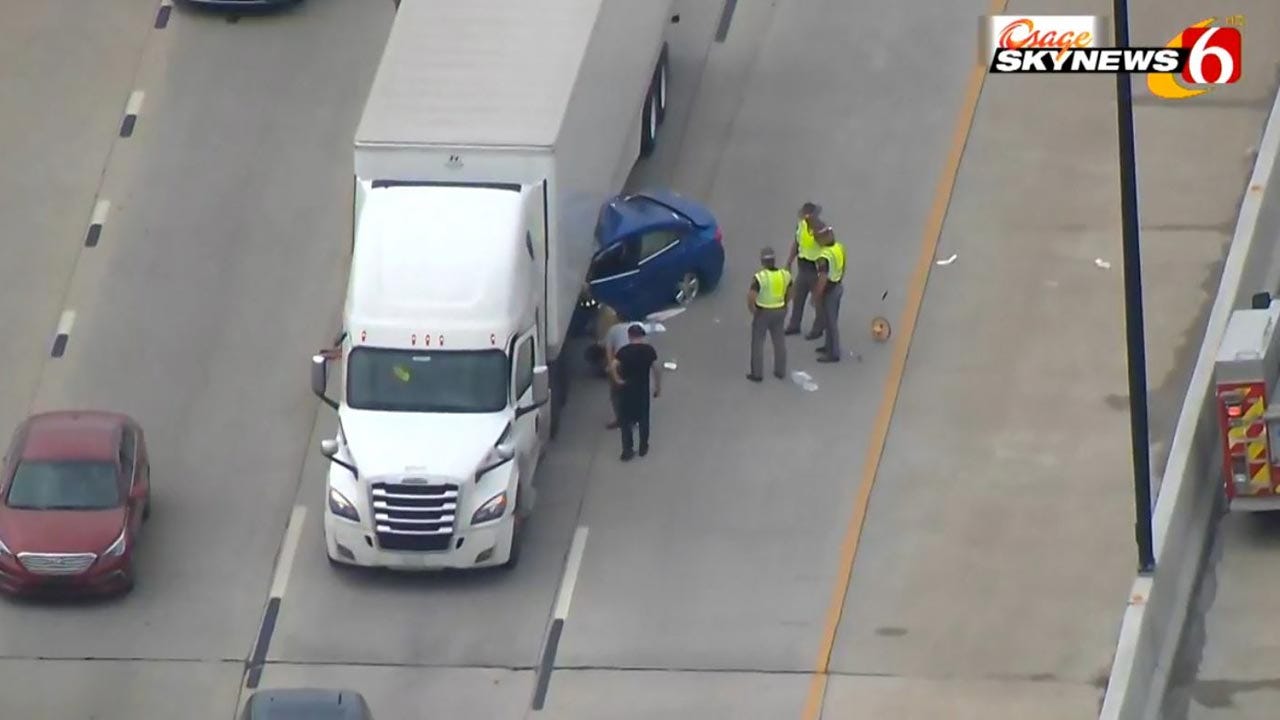 Car Pinned Under Semi-Trailer On Tulsa Highway
