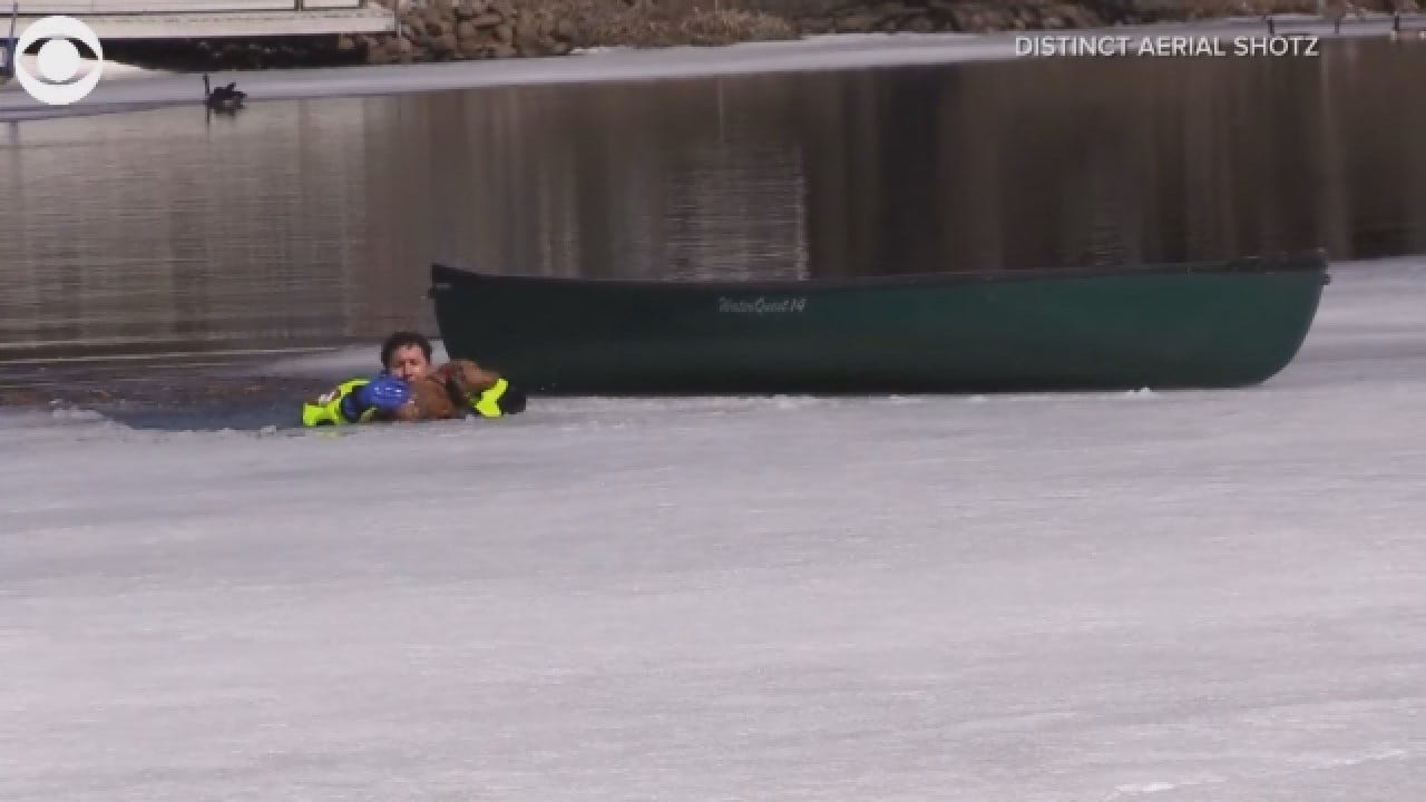 Dog Rescued From Icy Water