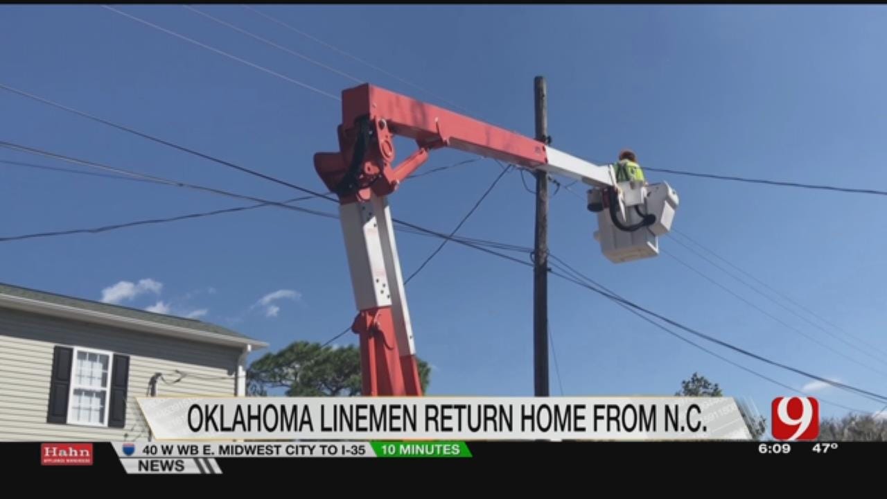 OG& E Linemen Return Home From Helping Restore Power In The Carolinas