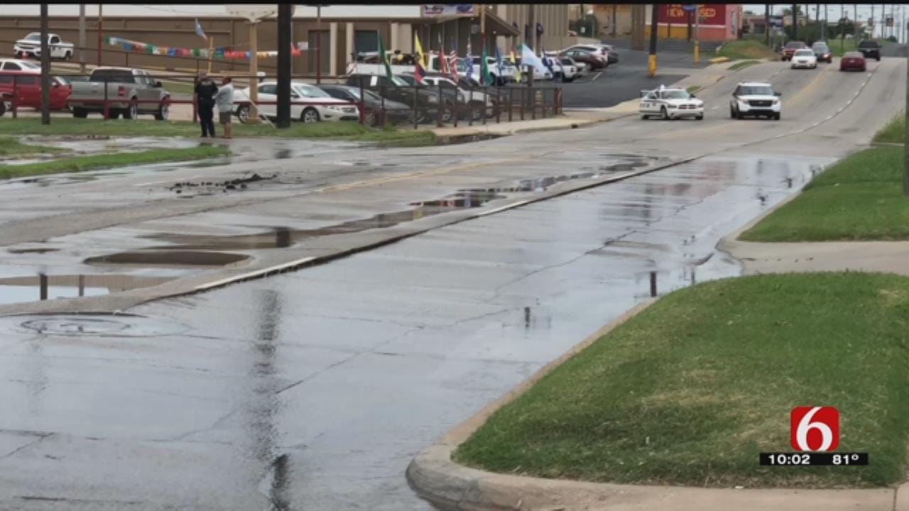 Broken Water Main Blocks Tulsa Road
